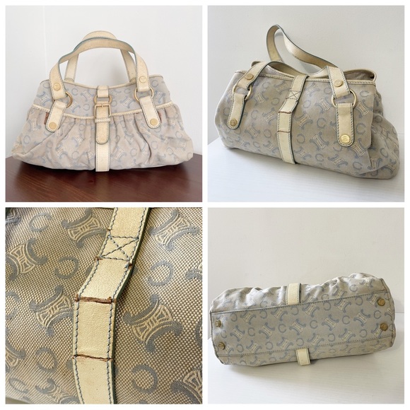 Celine blue and white monogram canvas and leather satchel bag - Picture 2 of 8